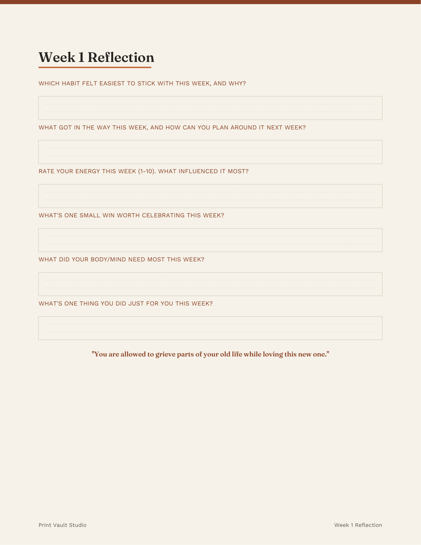Weekly reflection page