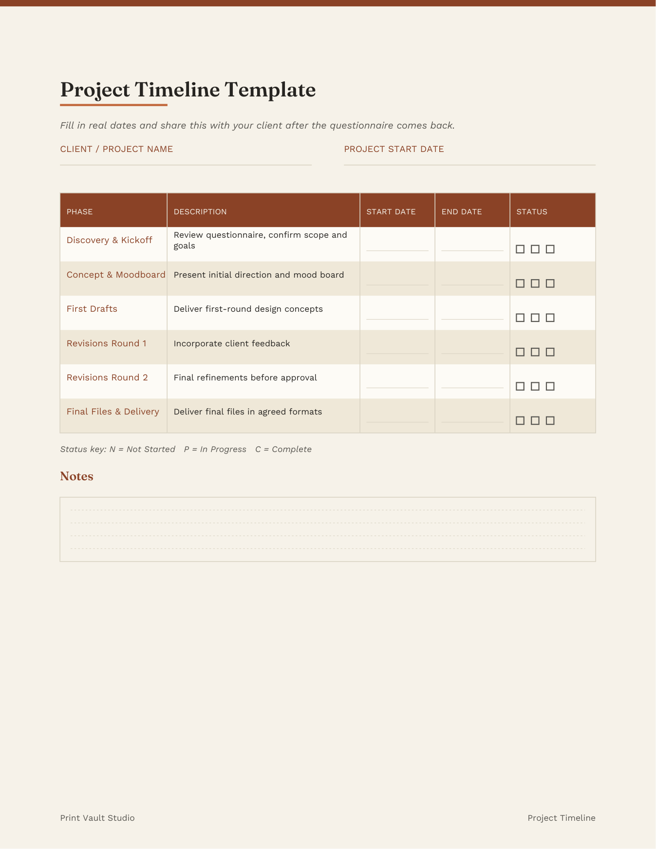 Project timeline template