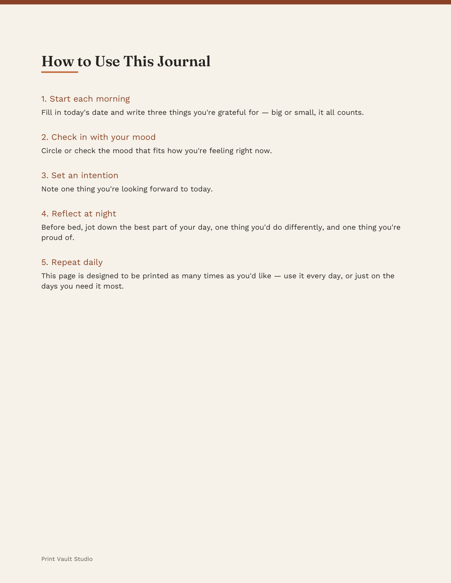 How to use this journal page