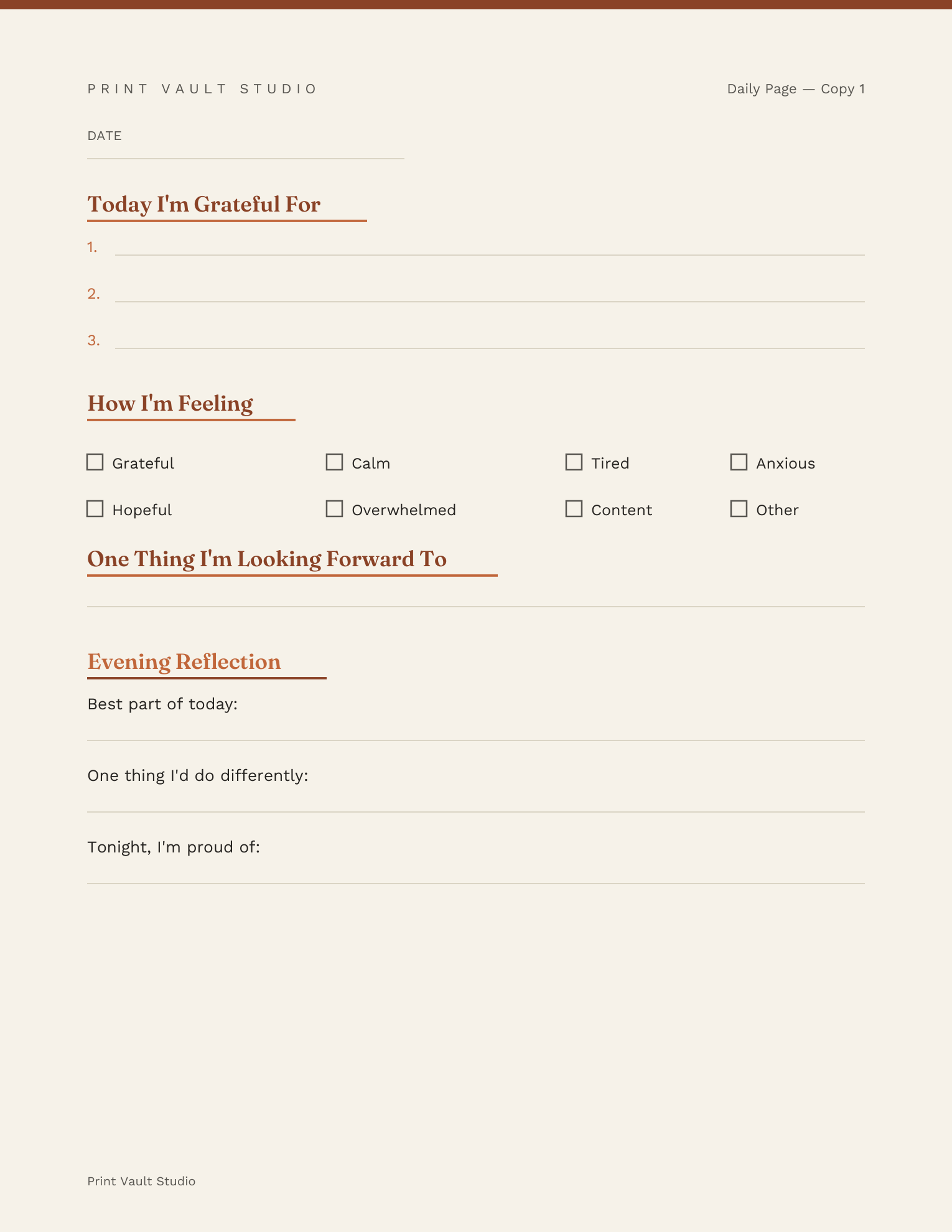 Daily reflection page