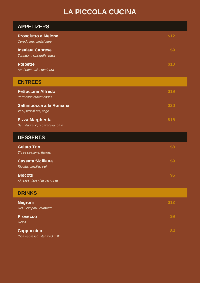 Italian Bistro Restaurant Menu Template — Style 3