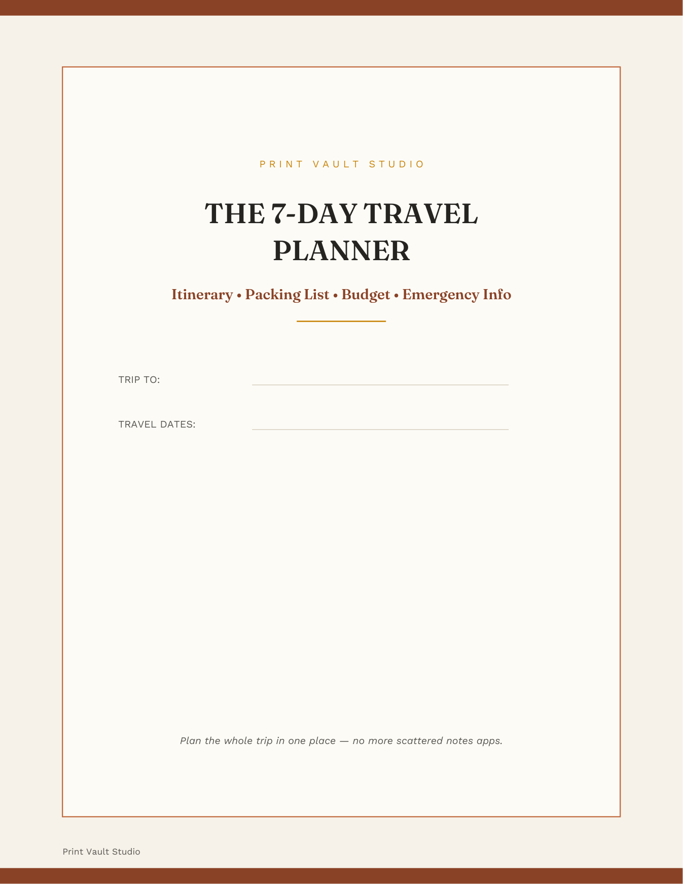 The 7-Day Travel Planner